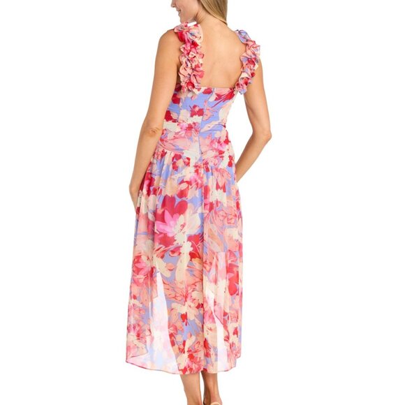 R & M Richards Printed Chiffon Midi Dress | Pink Floral NWT 14P - Picture 4 of 4